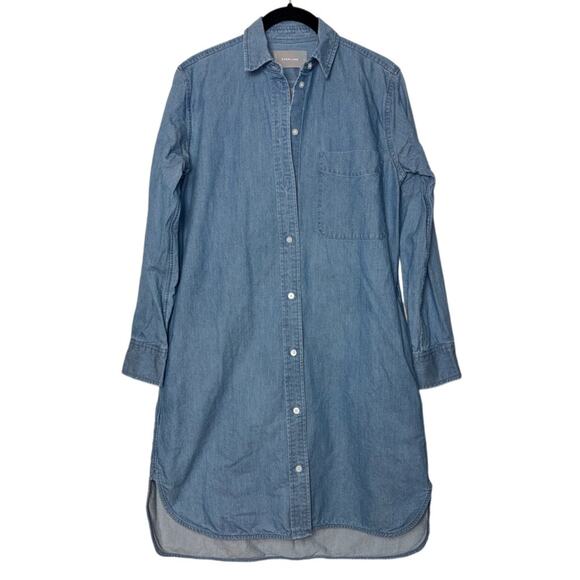 Everlane Chambray Shirt Dress Women's XS/0 Light Wash Blue Long Sleeves cotton - Picture 2 of 16
